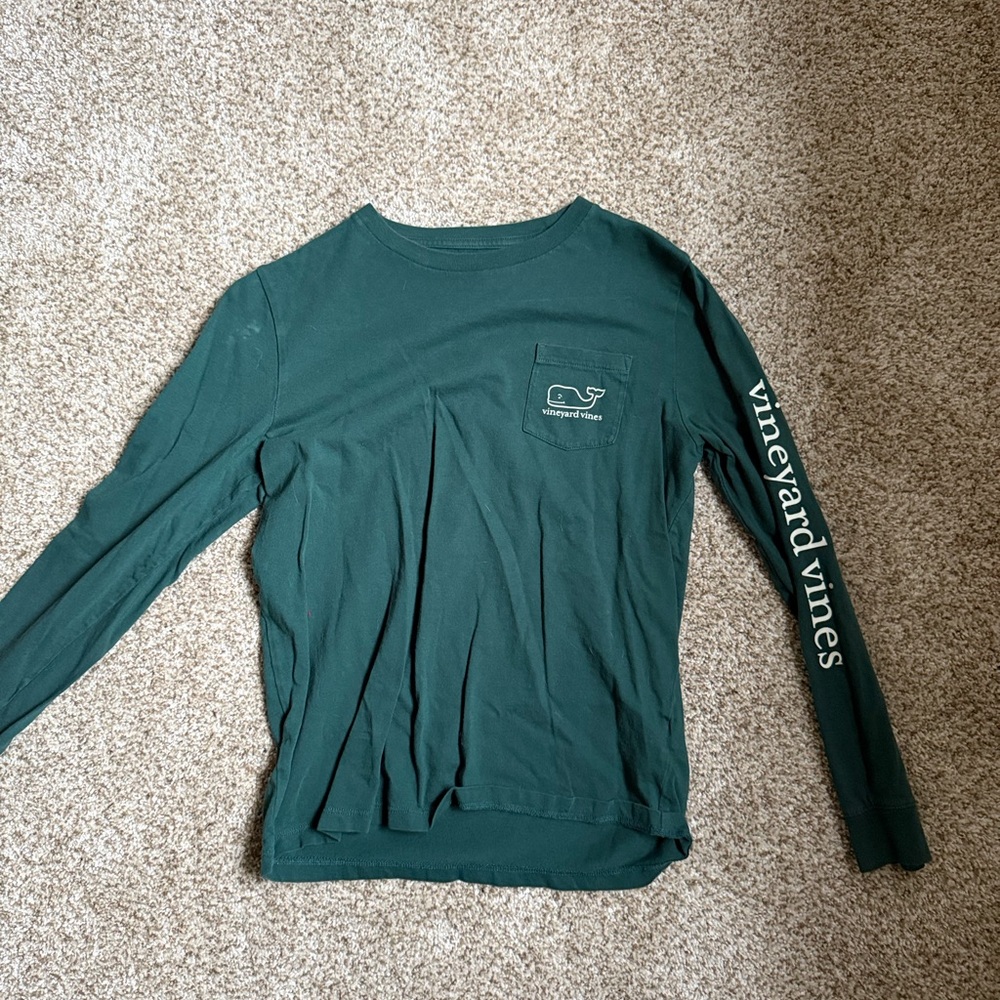 Vineyard Vines Boys Long Sleeve Pocket Tee - Forest Green
